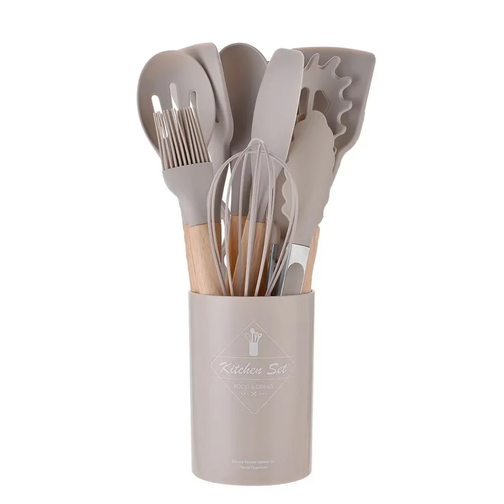 12PCS Silicone Cookware Set Kitchen Cooking Tools Baking Tools Tableware Silicone Shovel Spoon Scraper Kitchen Accessories