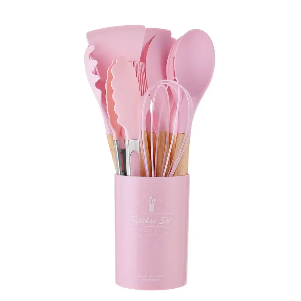 12PCS Silicone Cookware Set Kitchen Cooking Tools Baking Tools Tableware Silicone Shovel Spoon Scraper Kitchen Accessories