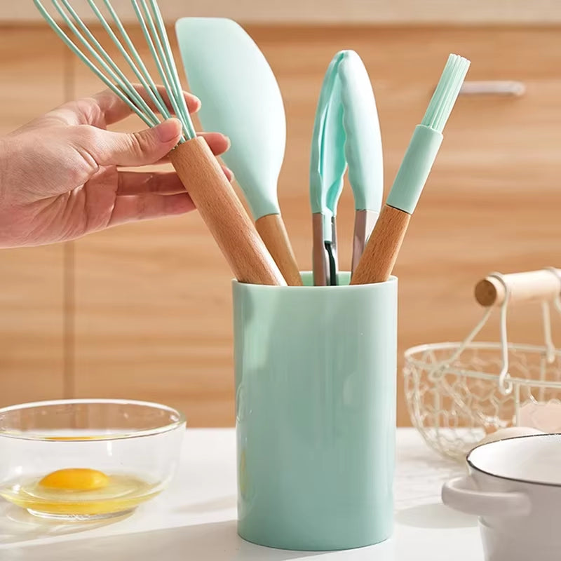 12PCS Silicone Cookware Set Kitchen Cooking Tools Baking Tools Tableware Silicone Shovel Spoon Scraper Kitchen Accessories