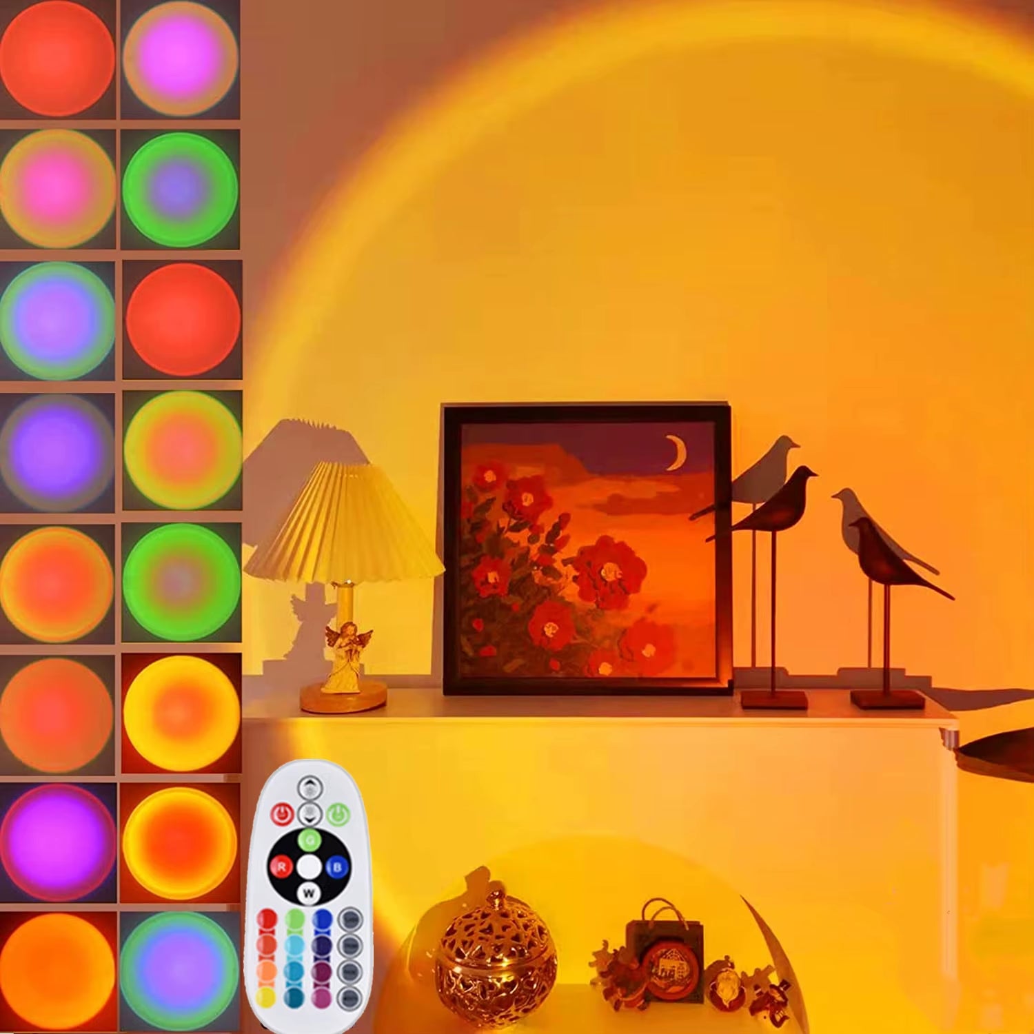 Smart Bluetooth Sunset Projector Lamp App Control Night Light Atmosphere Projection for Home Bedroom Background Wall Decoration