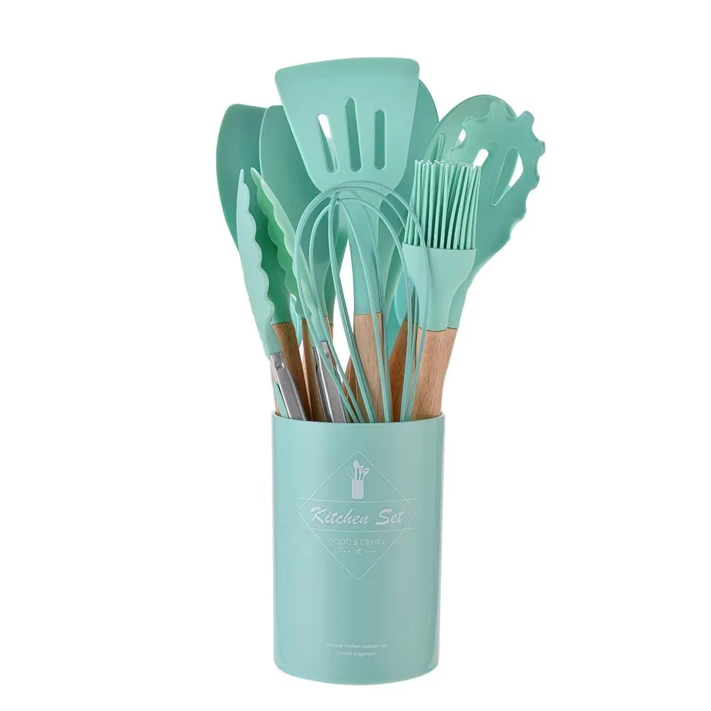 12PCS Silicone Cookware Set Kitchen Cooking Tools Baking Tools Tableware Silicone Shovel Spoon Scraper Kitchen Accessories