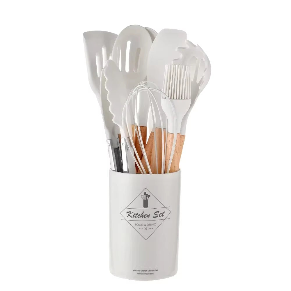 12PCS Silicone Cookware Set Kitchen Cooking Tools Baking Tools Tableware Silicone Shovel Spoon Scraper Kitchen Accessories