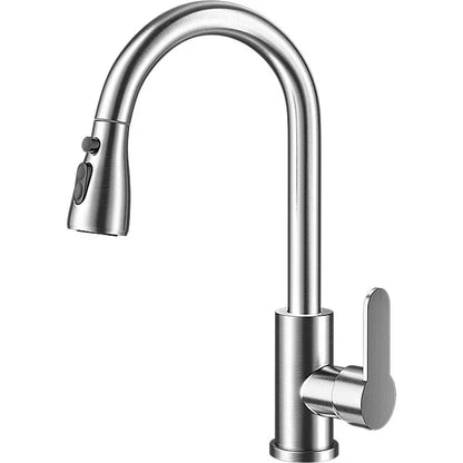 Kitchen Faucets 304 Stainless Steel Pull Out Kitchen Sink Water Tap Deck Mounted Mixer Stream Sprayer Head Hot Cold Taps